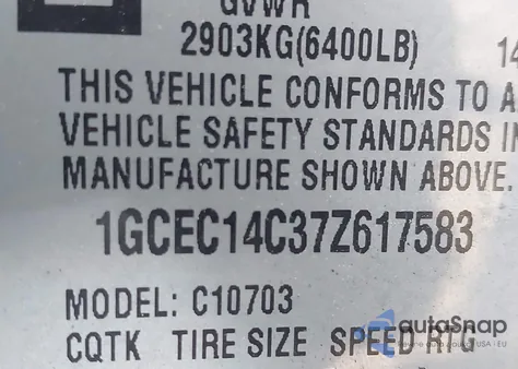 2007 Chevrolet Silverado 1500 Lt1 from USA, damaged, VIN 1GCEC14C37Z617583